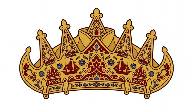 Traditional art & mandalas vektor golden crown with batik patterns