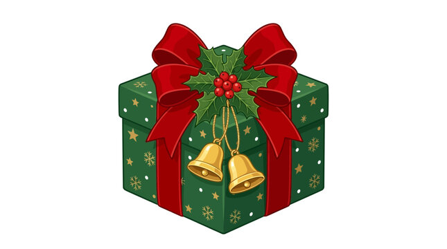 Christmas gift box illustration concept illustration with colorful elements for creative decoration and seasonal celebration isolated background