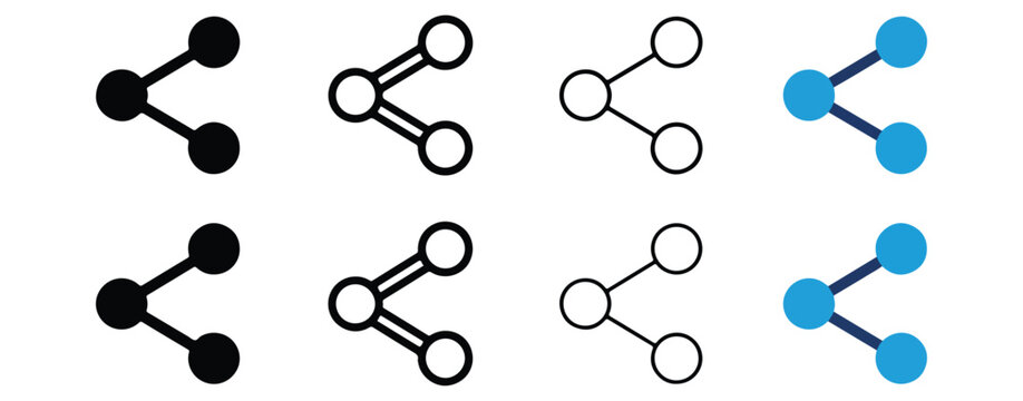 Abstract Node Connection Diagrams with Different Color Variations Isolated on Transparent Background