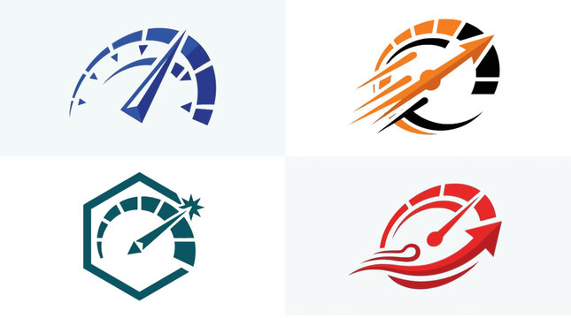 Speedometer Logo Set - Fast Velocity and Acceleration Icons