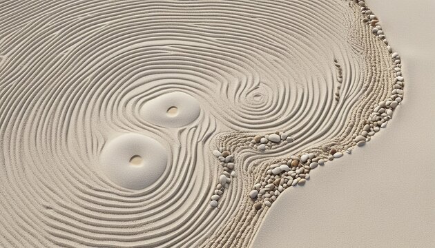 Professional top-down macro background of minimalist zen rock garden with copy space