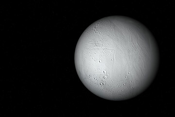 Enceladus, one of the moons of Saturn, the sixth planet from Sun. © BreizhAtao