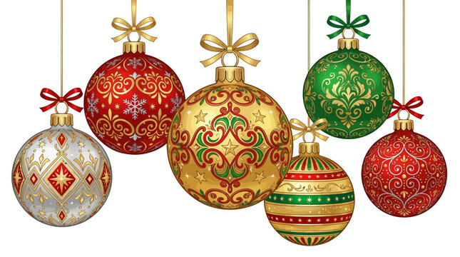Christmas baubles illustr&hellip; concept illustration with colorful elements for creative decoration and seasonal celebration isolated background