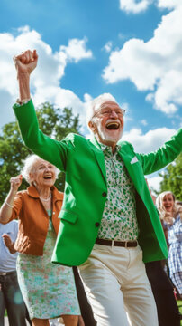 Joyful Seniors Celebrating Life at an Outdoor Festival