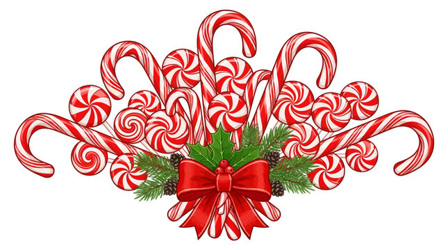 Candy cane arrangement il&hellip; concept illustration with colorful elements for creative decoration and seasonal celebration isolated background