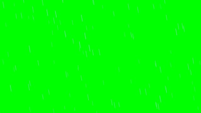 Realistic rain falling on green screen, chroma key rainfall overlay for video production, heavy water droplets falling for cinematic weather effects
