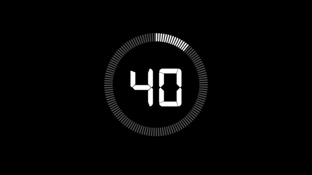 Minimal countdown timer animation from 45 to 0 seconds. Round circle 45 seconds countdown, Modern flat design with animation. High quality 4K video.