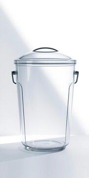 Translucent glass recycling bin with lid and handle, ecofriendly, clean