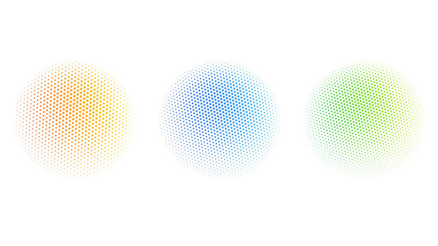 Colorful halftone dot circles vector illustration with gradient effect
