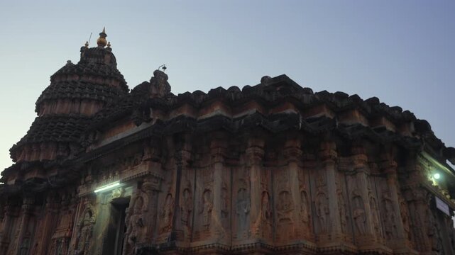 A Shot of Historic Stone Hindu Temple with Intricate Carvings Sri Lanka