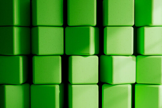 Green Rounded Cube Pattern Background