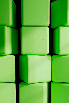 Vertical Green Cube Grid Pattern