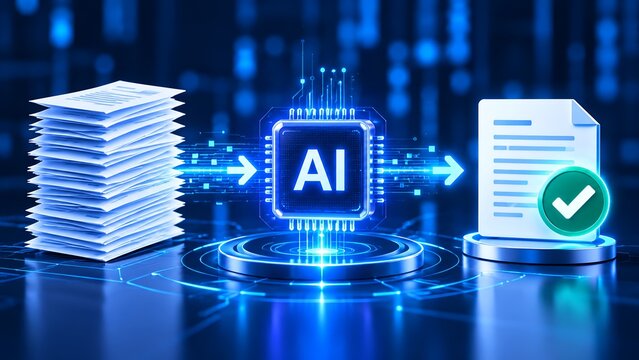 Automated document digitization process converting physical paper stacks into verified digital files