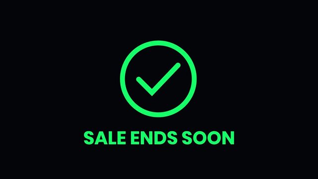 Sale ends soon animated green checkmark overlay for e-commerce marketing and promotions