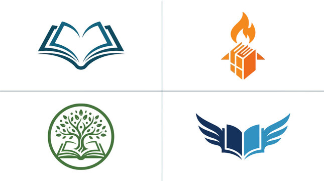 Education and learning logo concepts - vector book icon set