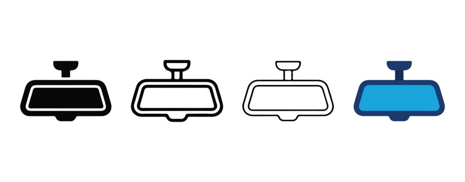 rear view camera icons for vehicles shown in simple line and solid color designs