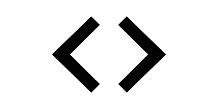 Black coding bracket symbols for software development and programming.