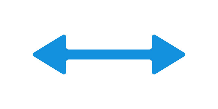 Double sided horizontal arrow blue pointer for navigation direction.