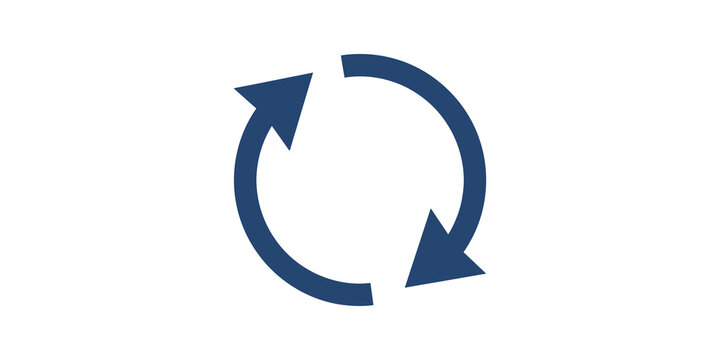 Blue circular refresh arrows icon for data synchronization and reloading.