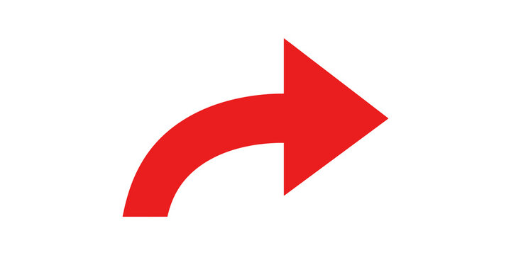 Red share arrow icon indicating forward direction on transparent grid.