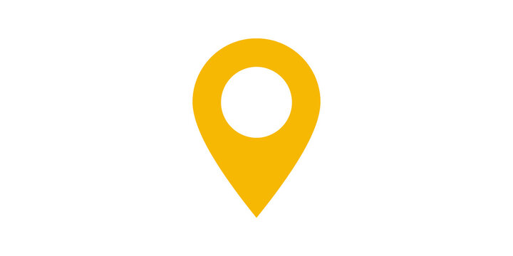 Golden location pin pointer mark used for gps and mapping.
