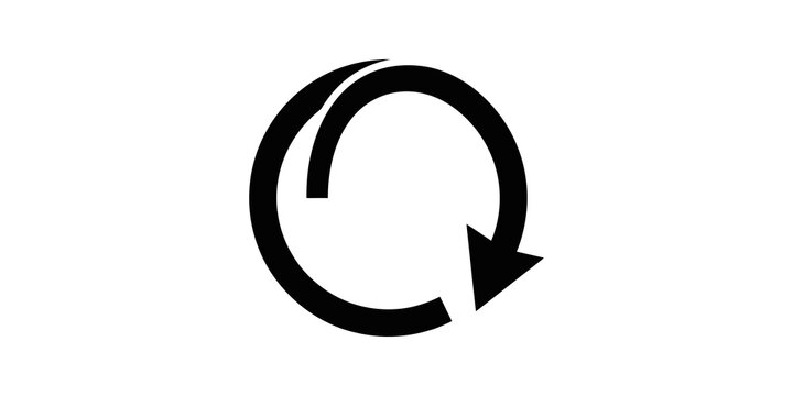 Black circular refresh arrow symbol for reload and update.