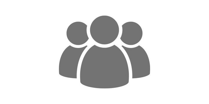 Three grey people silhouette icon representing community team and group.