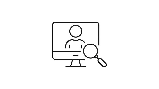 Computer User Search Animated Icon With Alpha Channel. Online Profile Exploration And Digital Identity Verification Motion Graphic. User Analysis And Data Investigation. On Transparent Background