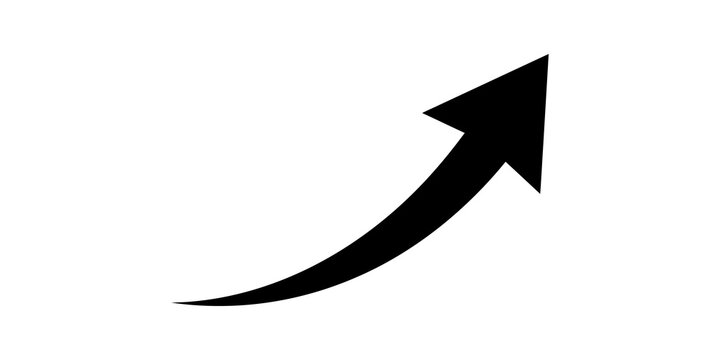 Curved black upward arrow icon shows growth and increasing trend.