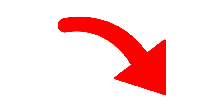 Bold red curved arrow pointing down and right for directional guidance.