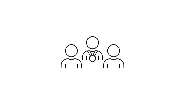 Leader With Team Animated Icon With Alpha Channel. Leadership, Teamwork, And Achievement Motion Graphic. Business Success And Collaboration. On Transparent Background