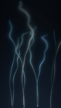 Thin smoke trails rising and spiraling wisps abstract dark background seamless loop in subtle navy tones vertical 9:16