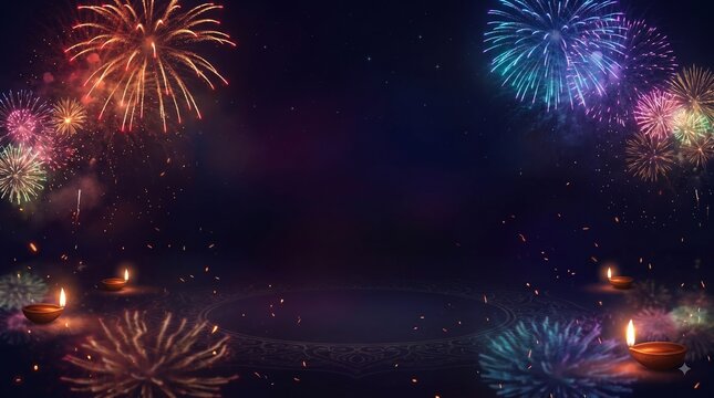 Diwali Fireworks Reflection Template