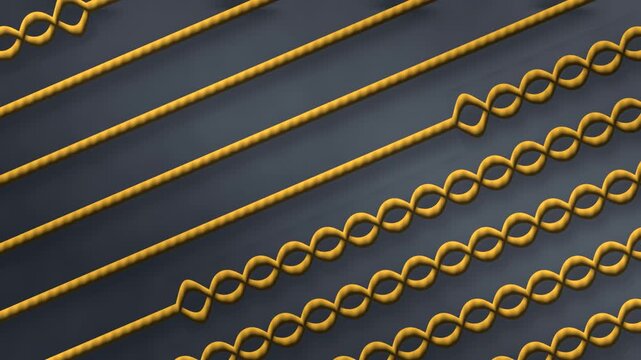 Thick Yarn Crochet Chain Rows Unravel And Knit Back Stitch By Stitch, Mechanical Seamless Loop in calm grey tones