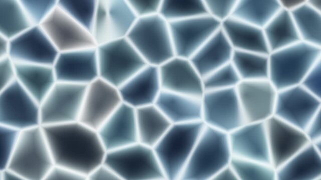 Glowing Voronoi Crystal Cells Stained Glass Abstract Motion Background Seamless Loop in deep sapphire tones