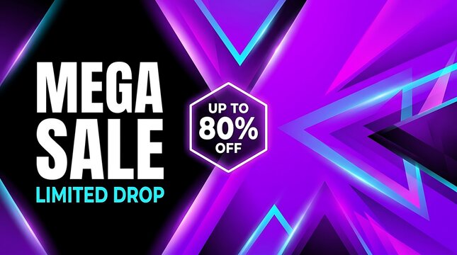 Mega sale limited drop discount banner with up to 80 percent off