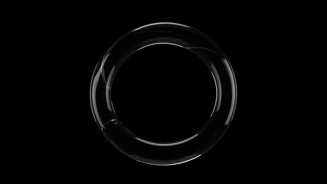 Glossy black oval frame rotating on a dark background