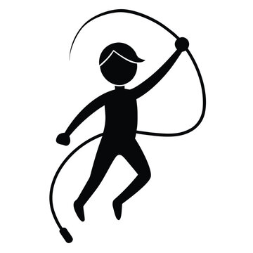 A dynamic silhouette of a person energetically jumping rope, embodying agility, cardiovascular fitness, and a fun approach to exercise.