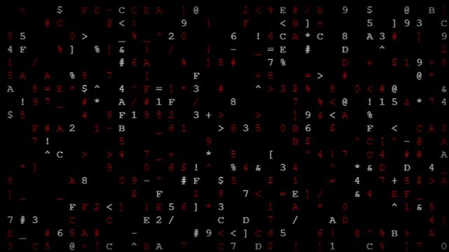 Abstract digital technology background with red and white code