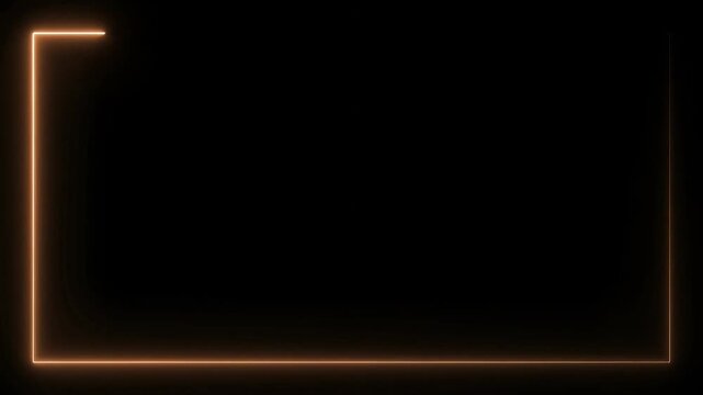 Orange neon light frame border glowing on a black background
