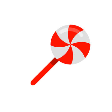 Red and white swirl lollipop vector illustration