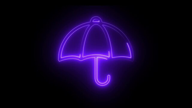 umbrella line icon animation on a black background
