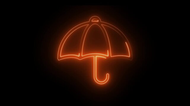 umbrella line icon animation on a black background