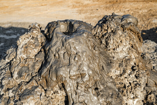 top of mud volcano with mud outlet