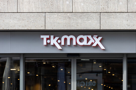 's-Hertogenbosch, Netherlands - September 30, 2026: TK Maxx logo displayed above the entrance of a retail store in the city center.