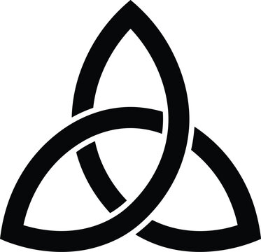 Traditional celtic triquetra trinity knot symbol black vector geometric emblem for tattoo branding printing ornament graphic design