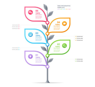 Tree Diagram Infographic Template Background with Business Growth and Milestone Concept