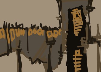 Abstract image for modern interior. The picture is painted by hand on a tablet. © neurostructure