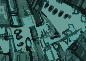 Abstract image for modern interior. The picture is painted by hand on a tablet. © neurostructure