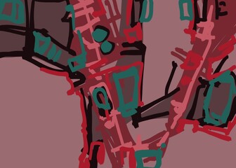Abstract image for modern interior. The picture is painted by hand on a tablet. © neurostructure
